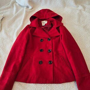 American Rag Red Wool Blend Double Breasted Hooded Peacoat - XL